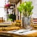 A set table in an outdoor dining area in Mykonos, Greece